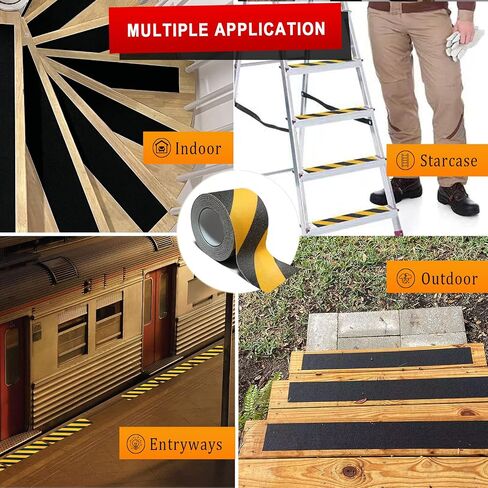 Heavy Duty Anti Slip Tape, 4 Inch x 35Ft Black Grip Tape for Stairs Outdoor Waterproof Non Skid Safety Walk Abrasive Adhesive Tape for Outdoor Indoor Stairs Steps Ramps Treads Floors Boats Skateboard in Saudi Arabia