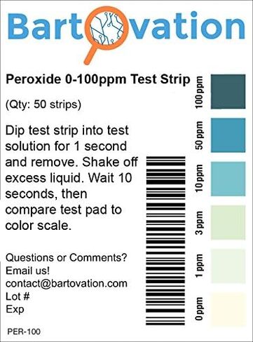 Hydrogen Peroxide H2O2 Test Strips, Low Level, 0-100 ppm [Vial of 100 Strips] in Saudi Arabia