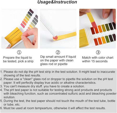 4 Pack pH Test Strips Universal pH 1-14 Test Paper Litmus Test Paper 320 Strips for Saliva Urine Water Soil and Chemistry Experiments in Kuwait