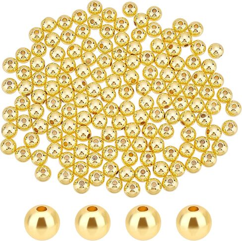 PH PandaHall 300PCS 18k Gold Plated Round Beads, 5 Sizes Smooth Long-Lasting Spacer Beads Metal Round Beads Brass Loose Beads for DIY Bracelet Necklace Earring Jewelry Making, 2/3/4/5/6mm in Saudi Arabia