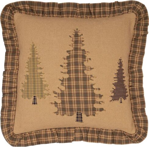 VHC Brands Cedar Ridge Bordered or Scalloped Window Treatment Curtain, Valance, Panel, Tiers, Door Panel, Swag Sets, Asstd. Sizes, Styles (Valance 16x60, Cedar Green Patchwork) in Saudi Arabia