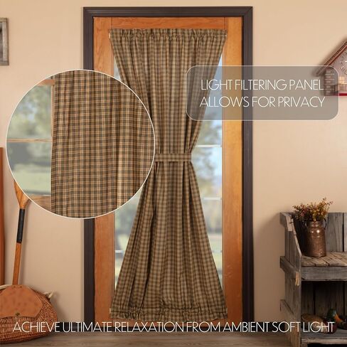 VHC Brands Cedar Ridge Bordered or Scalloped Window Treatment Curtain, Valance, Panel, Tiers, Door Panel, Swag Sets, Asstd. Sizes, Styles (Valance 16x60, Cedar Green Patchwork) in Saudi Arabia