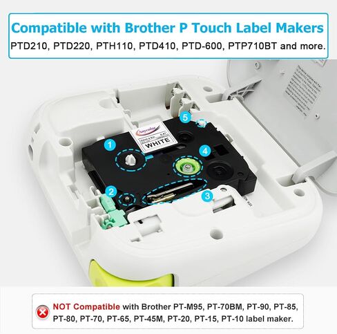 Anycolor TZe-131 TZ Tape 12mm 0.47 Laminated Clear Label Maker Tape Replacement for Brother Ptouch TZe-131 TZ-131 Tape, Work with P Touch PT-D210 PTH110 PTD220 PTD410 PTD400 D600 Label Maker, 5-Pack in Saudi Arabia