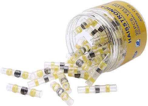 Haisstronica 400PCS White Solder Seal Wire Connectors,Waterproof Wire Connectors, Insulate Heat Shrink Butt Connectors for Watercraft,Electrical,Electronics 26-24 in Saudi Arabia