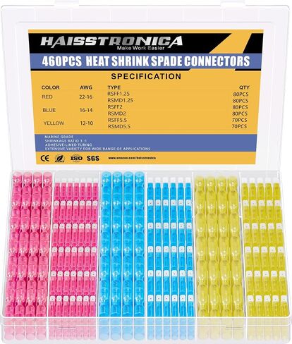 haisstronica 560PCS Heat Shrink Spade Connectors, AWG 22-10 Male Female Wire Spade Terminals, Quick Disconnect Wire Connectors Kit in Saudi Arabia