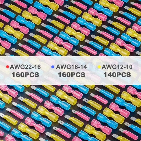 haisstronica 560PCS Heat Shrink Spade Connectors, AWG 22-10 Male Female Wire Spade Terminals, Quick Disconnect Wire Connectors Kit in Saudi Arabia