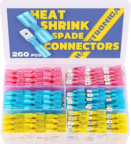 haisstronica 560PCS Heat Shrink Spade Connectors, AWG 22-10 Male Female Wire Spade Terminals, Quick Disconnect Wire Connectors Kit in Saudi Arabia