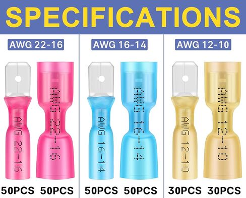 haisstronica 560PCS Heat Shrink Spade Connectors, AWG 22-10 Male Female Wire Spade Terminals, Quick Disconnect Wire Connectors Kit in Saudi Arabia