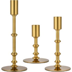 Candlestick Holders for Taper Candles, Brushed Brass Gold Candle Stick Holders Decor, Taper Candle Holder Set for Table Mantel Wedding Dinning Anniversary in Saudi Arabia