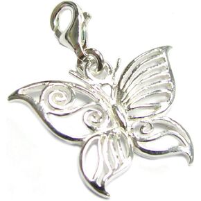 Sterling Silver Filigree Butterfly European Style Clasp Charm in Saudi Arabia