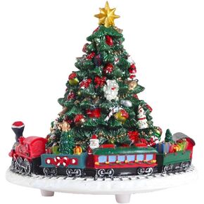 شجرة عيد الميلاد الموسيقية Lighthead مع Santa Santa Sleigh & Reindeer - تلعب ألحان العطلات الكلاسيكية - زخرفة مربع موسيقى polyresin in Kuwait