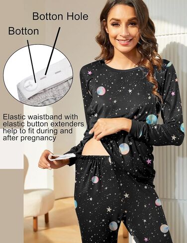 Ekouaer Nursing Pajama Set Long Sleeve Maternity Sleepwear Labor Delivery Pjs Breastfeeding Thermal Underwear Clothes in Saudi Arabia