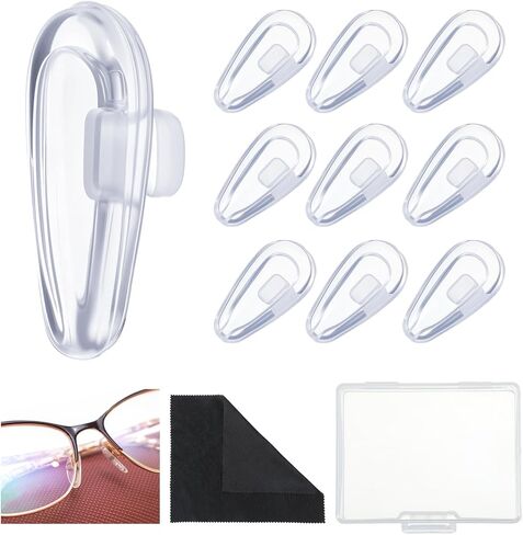 5 Pairs Eyeglass Nose Pads Push in Nose Pads for Eyeglasses Silicone Air Chamber Eye Glasses Noses Pad Non Slip Replacement Noses Piece with Cleaning Cloth (Clear,14.2mm) in Saudi Arabia