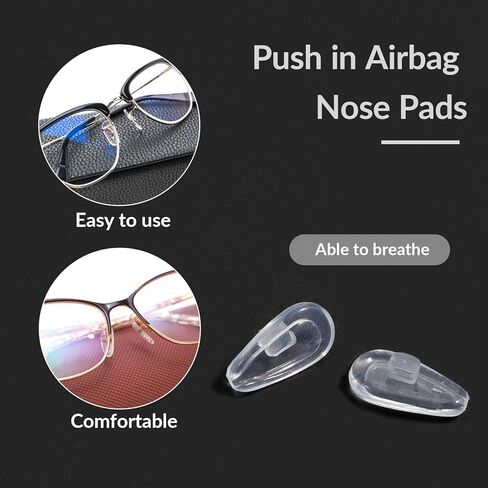 5 Pairs Eyeglass Nose Pads Push in Nose Pads for Eyeglasses Silicone Air Chamber Eye Glasses Noses Pad Non Slip Replacement Noses Piece with Cleaning Cloth (Clear,14.2mm) in Saudi Arabia