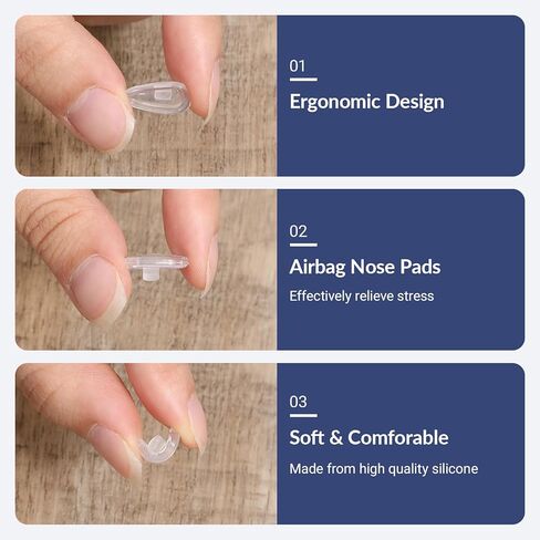 5 Pairs Eyeglass Nose Pads Push in Nose Pads for Eyeglasses Silicone Air Chamber Eye Glasses Noses Pad Non Slip Replacement Noses Piece with Cleaning Cloth (Clear,14.2mm) in Saudi Arabia
