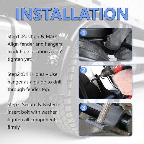 Poly Fender Mounting Kit Black - Universal متوافق مع شاحنات ومقطورات - تناسب 19.5 "إلى 24.5" تطبيقات خلفية مزدوجة - تشمل جميع أجهزة التثبيت in Saudi Arabia