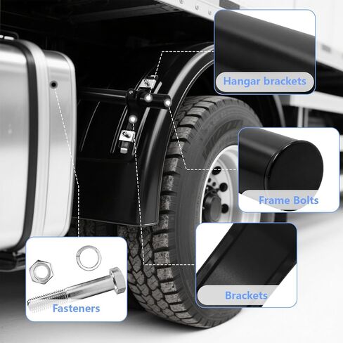 Poly Fender Mounting Kit Black - Universal متوافق مع شاحنات ومقطورات - تناسب 19.5 "إلى 24.5" تطبيقات خلفية مزدوجة - تشمل جميع أجهزة التثبيت in Saudi Arabia