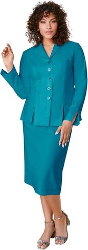 Roaman's Women's Plus Size Two-Piece Skirt Suit with Shawl-Collar Jacket in Saudi Arabia