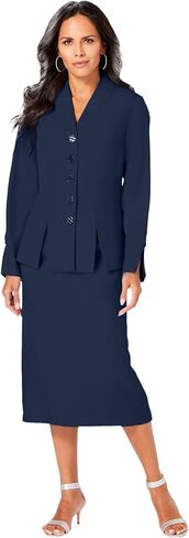 Roaman's Women's Plus Size Two-Piece Skirt Suit with Shawl-Collar Jacket in Saudi Arabia