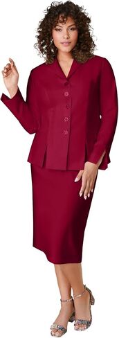 Roaman's Women's Plus Size Two-Piece Skirt Suit with Shawl-Collar Jacket in Saudi Arabia
