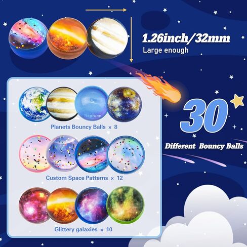 24 Pieces Bouncy Balls 32mm Bounce Balls 6 Styles High Bouncing Balls Toys for Kids Party Favors Birthdays Gift Classroom in Kuwait