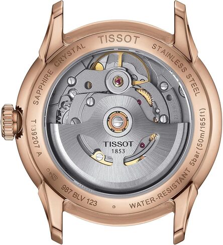 Tissot Womens Chemin des Tourelles Powermatic 80 34 mm 316L Stainless Steel case with Rose Gold PVD Coating Automatic Watches, Cream, Leather, 18 (T1392073603100) in Saudi Arabia