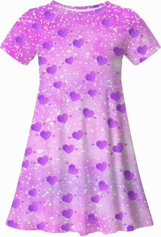 Girl's Dresses Cute Pattern Print Short Sleeve Casual Sundress for Girls 4-10 Years in Saudi Arabia
