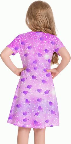 Girl's Dresses Cute Pattern Print Short Sleeve Casual Sundress for Girls 4-10 Years in Saudi Arabia