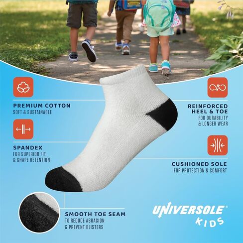Kids Ankle Socks – Cushioned Athletic Sports Socks for Boys Girls Teens Youth (Ages 2-12+) 6 Pairs + 1 Bonus Pack in Saudi Arabia