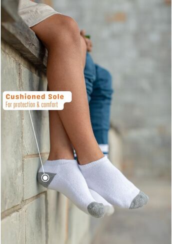 Kids Ankle Socks – Cushioned Athletic Sports Socks for Boys Girls Teens Youth (Ages 2-12+) 6 Pairs + 1 Bonus Pack in Saudi Arabia