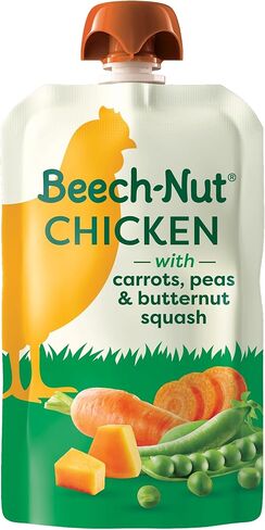 Beech-Nut Meat Baby Food Jars, Chicken & Chicken Broth Puree, 7g Protein, Stage 1 Baby Food for Babies 4 Months and Up, 2.5oz Glass Jars, 10ct in Kuwait