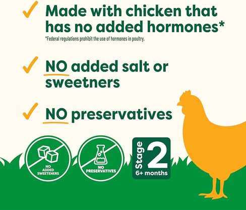 Beech-Nut Meat Baby Food Jars, Chicken & Chicken Broth Puree, 7g Protein, Stage 1 Baby Food for Babies 4 Months and Up, 2.5oz Glass Jars, 10ct in Kuwait