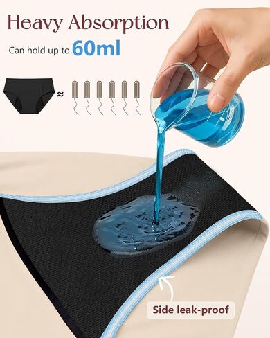 Period Underwear for Women Heavy Flow - Seamless High Waisted Leakproof Absorbent Briefs 3 Pack in Saudi Arabia