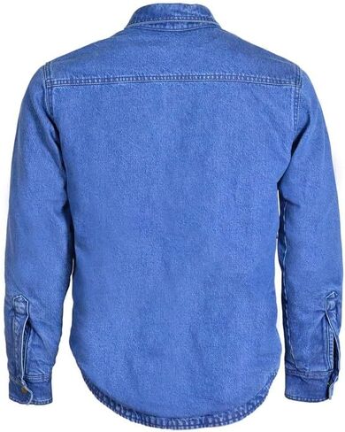Men’s Denim Blue Motorcycle Riding Shirt with CE Protectors-Protective Powersports Gear in Saudi Arabia