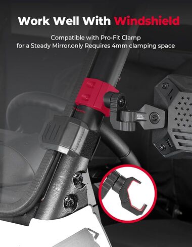 Kemimoto UTV Side Side Mirrors 2025 New Billet Aluminium 8.4 "× 5.7" عرض واسع للمشاركة مع Polaris Ranger/General Can Am Defender/Commander/Maverick Trail Cfmoto uforce fit in windshield in Saudi Arabia