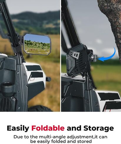 Kemimoto UTV Side Side Mirrors 2025 New Billet Aluminium 8.4 "× 5.7" عرض واسع للمشاركة مع Polaris Ranger/General Can Am Defender/Commander/Maverick Trail Cfmoto uforce fit in windshield in Saudi Arabia