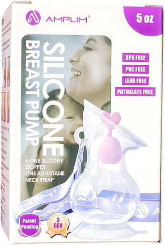 Amplim Manual Breast Pump | Gen 3 Food Grade Silicone Milk Collector for Breastfeeding Nursing Mom with Stopper and Lanyard | Registry Essentials for Newborn, Infant, Baby | 5 oz (Blue Green) in Saudi Arabia