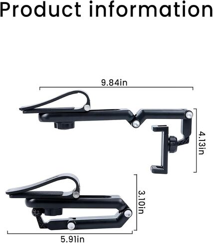 360° Rotatable Sun Visor Phone Holder for Car - Universal Foldable Phone Mount with Non-Slip Grip Compatible with iPhone & Android Devices, Black & Gray in Saudi Arabia