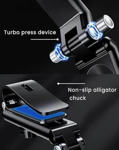 360° Rotatable Sun Visor Phone Holder for Car - Universal Foldable Phone Mount with Non-Slip Grip Compatible with iPhone & Android Devices, Black & Gray in Saudi Arabia
