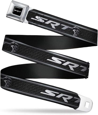 حزام حزام الأمان للرجال المربعين ، Dodger SRT Hellcat Stripe Stripe Black/Silver/White ، 1.0 " in Saudi Arabia