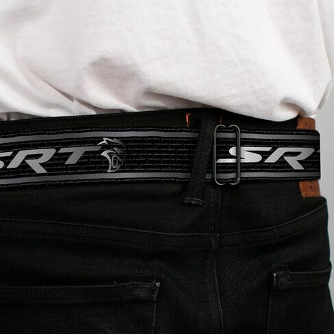 حزام حزام الأمان للرجال المربعين ، Dodger SRT Hellcat Stripe Stripe Black/Silver/White ، 1.0 " in Saudi Arabia