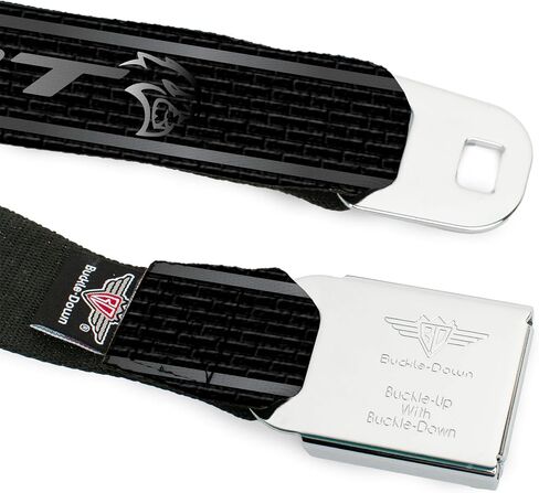 حزام حزام الأمان للرجال المربعين ، Dodger SRT Hellcat Stripe Stripe Black/Silver/White ، 1.0 " in Saudi Arabia