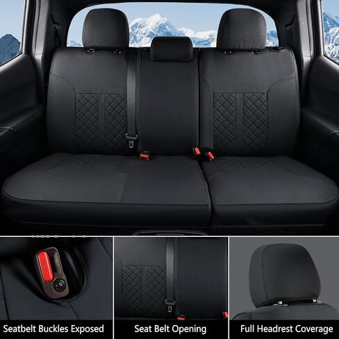 Truckiipa Tacoma Coves Truck Covers Cover Complete Leather Proof Actor Coverings for 2005-2015 Toyota Tacoma Double Crew Cab ، مجموعة كاملة ، أسود in Kuwait