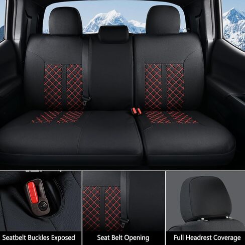 Truckiipa Tacoma Coves Truck Covers Cover Complete Leather Proof Actor Coverings for 2005-2015 Toyota Tacoma Double Crew Cab ، مجموعة كاملة ، أسود in Kuwait