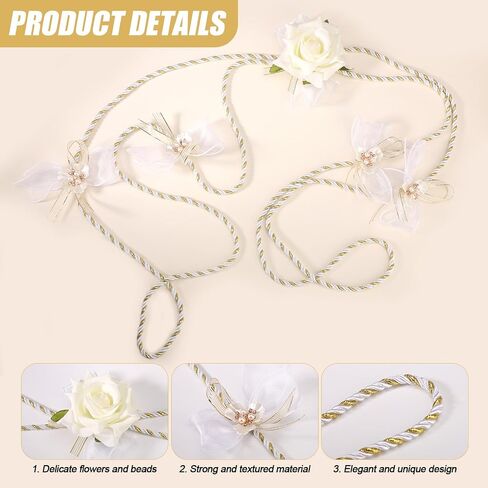 White Wedding Lasso Rope, Lazo para Boda Delicate Lasso for Catholic Wedding Ceremony Unity Cord Handfasting Cord Lazo De Boda Mexico Bridal Gift Decoration Supplies in Saudi Arabia