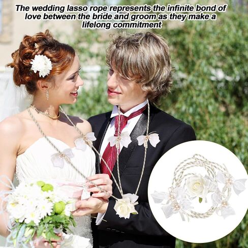 White Wedding Lasso Rope, Lazo para Boda Delicate Lasso for Catholic Wedding Ceremony Unity Cord Handfasting Cord Lazo De Boda Mexico Bridal Gift Decoration Supplies in Saudi Arabia