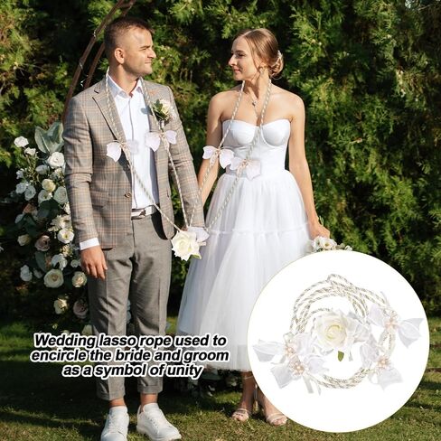 White Wedding Lasso Rope, Lazo para Boda Delicate Lasso for Catholic Wedding Ceremony Unity Cord Handfasting Cord Lazo De Boda Mexico Bridal Gift Decoration Supplies in Saudi Arabia