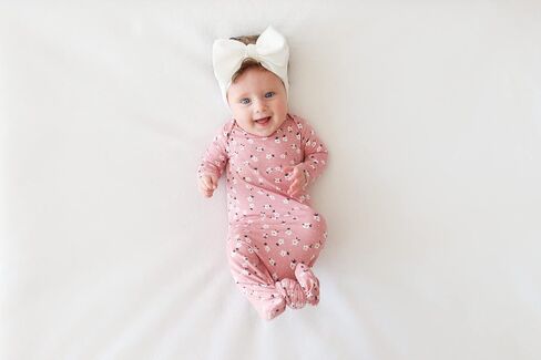 Posh Peanut Infant Gown - Unisex Soft Baby Clothes - Viscose from Bamboo Infant Layette Swaddle Wear- 0-3 Months (Enzo Knotted) in Saudi Arabia