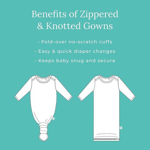 Posh Peanut Infant Gown - Unisex Soft Baby Clothes - Viscose from Bamboo Infant Layette Swaddle Wear- 0-3 Months (Enzo Knotted) in Saudi Arabia