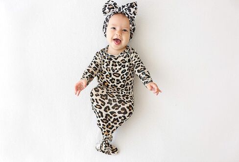 Posh Peanut Infant Gown - Unisex Soft Baby Clothes - Viscose from Bamboo Infant Layette Swaddle Wear- 0-3 Months (Enzo Knotted) in Saudi Arabia